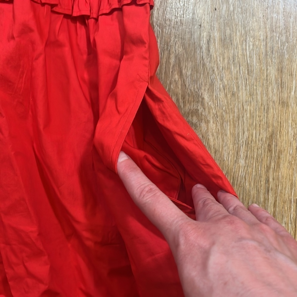French Connection Rhodes Red Smocked Mini Dress Cotton Like New Women's Size 2 - Picture 8 of 13